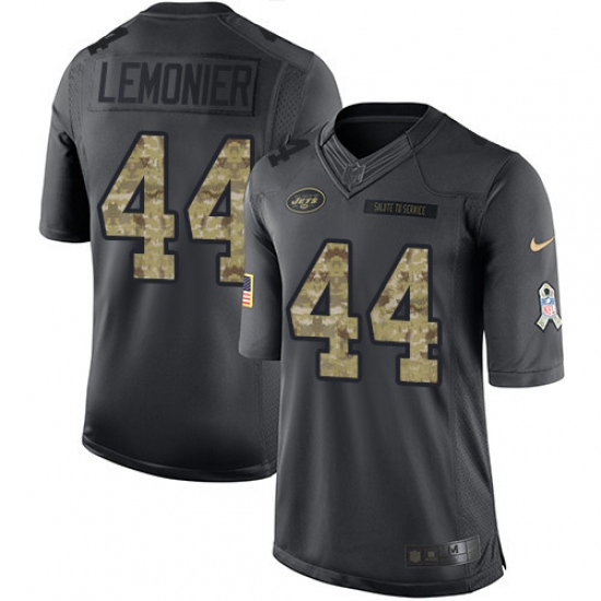 Men's Nike New York Jets #44 Corey Lemonier Limited Black 2016 Salute to Service NFL Jersey - Ujersey