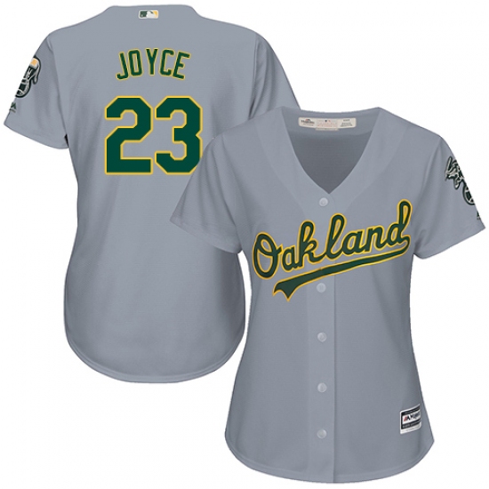 Women's Majestic Oakland Athletics #23 Matt Joyce Authentic Grey Road Cool Base MLB Jersey - Ujersey
