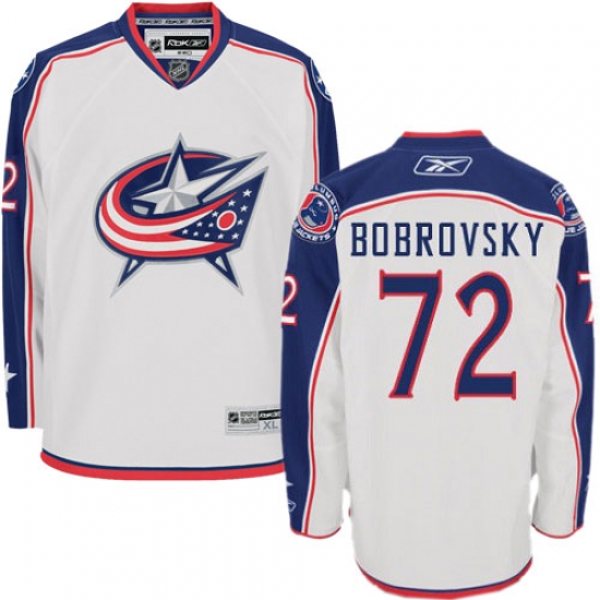 Women's Reebok Columbus Blue Jackets #72 Sergei Bobrovsky Authentic White Away NHL Jersey - Ujersey