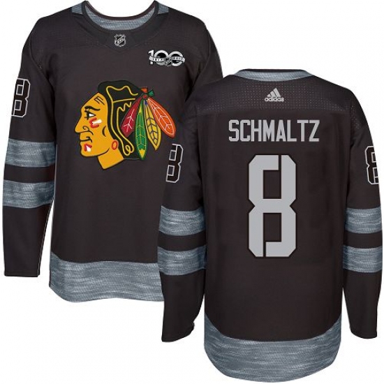 Men's Adidas Chicago Blackhawks #8 Nick Schmaltz Authentic Black 1917-2017 100th Anniversary NHL Jersey - Ujersey