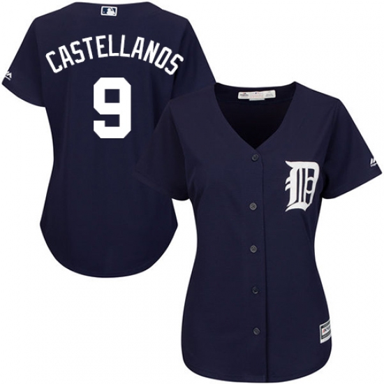 Women's Majestic Detroit Tigers #9 Nick Castellanos Authentic Navy Blue Alternate Cool Base MLB Jersey - Ujersey