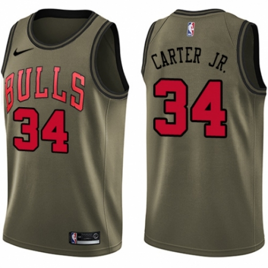 Youth Nike Chicago Bulls #34 Wendell Carter Jr. Swingman Green Salute to Service NBA Jersey - Ujersey