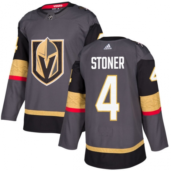 Men's Adidas Vegas Golden Knights #4 Clayton Stoner Authentic Gray Home NHL Jersey - Ujersey