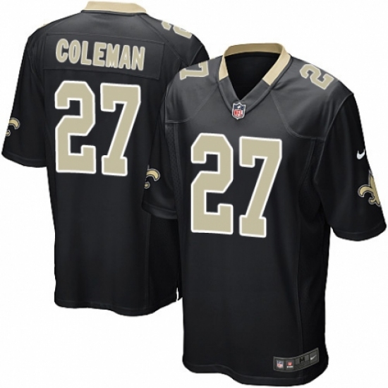 Men's Nike New Orleans Saints #27 Kurt Coleman Game Black Team Color NFL Jersey - Ujersey