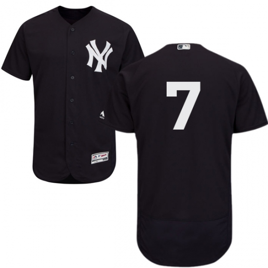 Men's Majestic New York Yankees #7 Mickey Mantle Navy Blue Alternate Flex Base Authentic Collection MLB Jersey - Ujersey