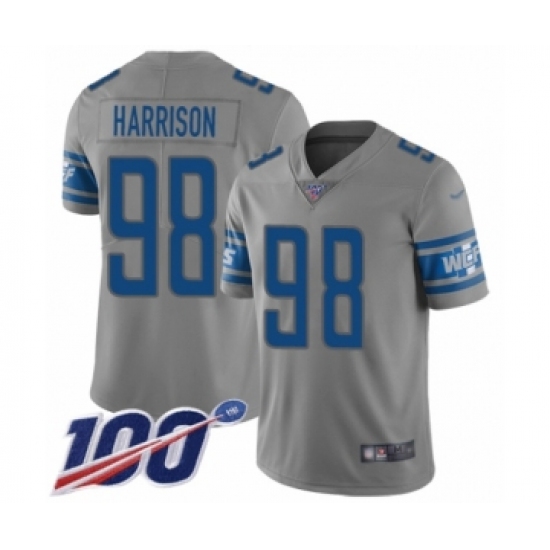Youth Detroit Lions #98 Damon Harrison Limited Gray Inverted Legend 100th Season Football Jersey - Ujersey