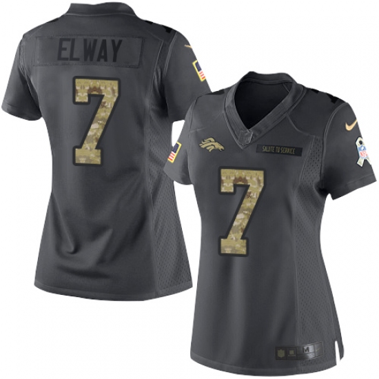 Women's Nike Denver Broncos #7 John Elway Limited Black 2016 Salute to Service NFL Jersey - Ujersey
