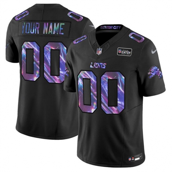 Men's Detroit Lions Active Player Custom Black 2025 Crucial Catch F.U.S.E. Vapor Limited Football Stitched Jersey - Ujersey