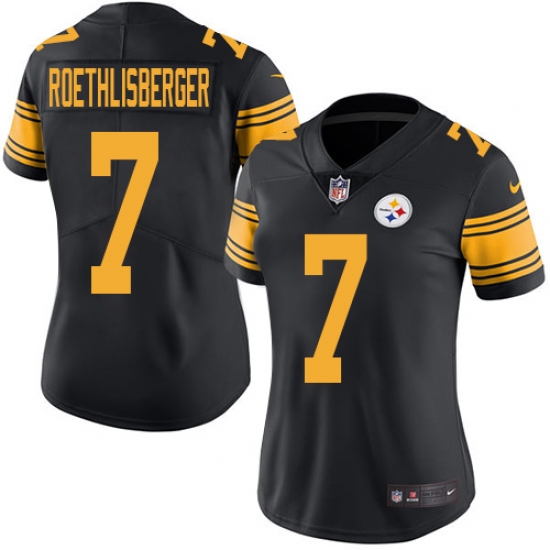 Women's Nike Pittsburgh Steelers #7 Ben Roethlisberger Limited Black Rush Vapor Untouchable NFL Jersey - Ujersey