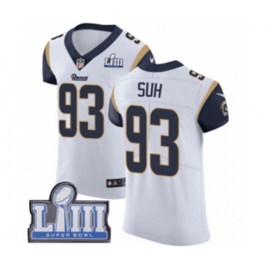 Men's Nike Los Angeles Rams #93 Ndamukong Suh White Vapor Untouchable Elite Player Super Bowl LIII Bound NFL Jersey - Ujersey