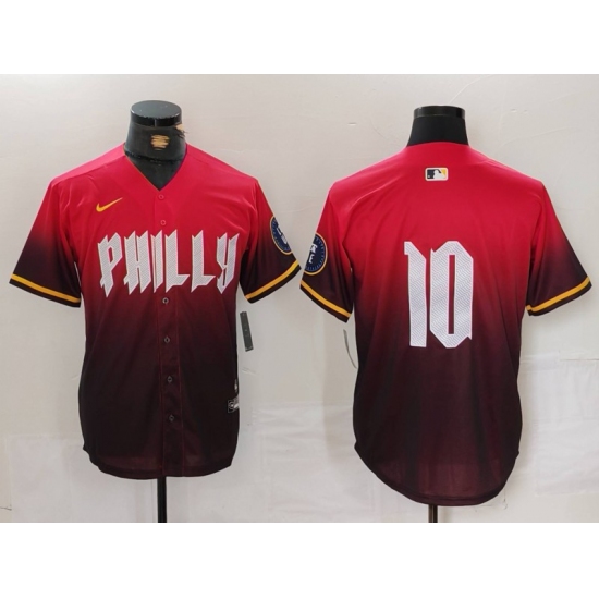 Men's Philadelphia Phillies #10 JT Realmuto Red 2024 City Connect Limited Stitched Jersey - Ujersey