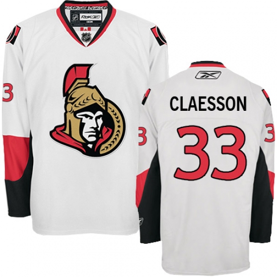 Men's Reebok Ottawa Senators #33 Fredrik Claesson Authentic White Away NHL Jersey