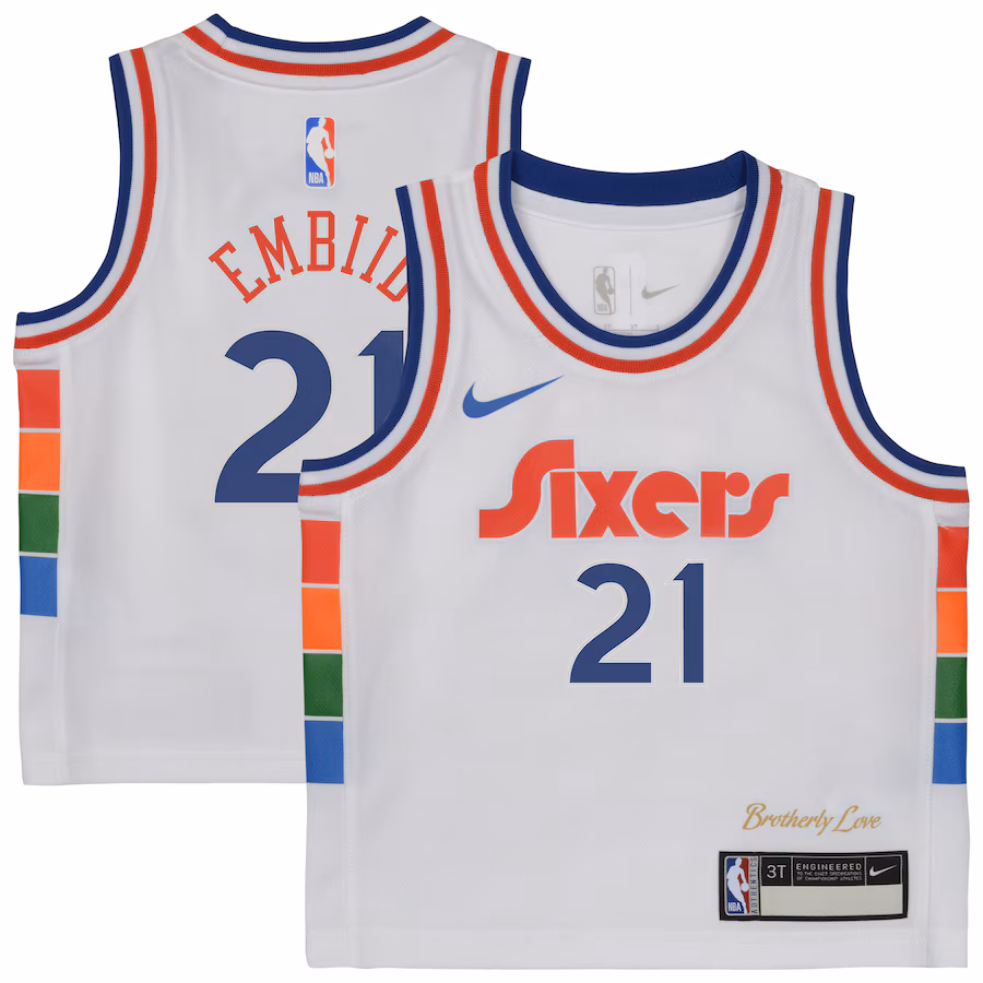 Toddler Philadelphia 76ers Joel Embiid Nike White 2024/25 Swingman Player Jersey - City Edition - Ujersey NHL