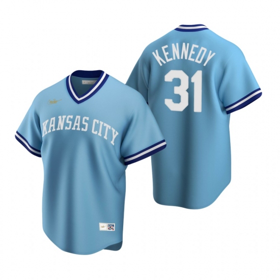 Men's Nike Kansas City Royals #31 Ian Kennedy Light Blue Cooperstown Collection Road Stitched Baseball Jersey - Ujersey