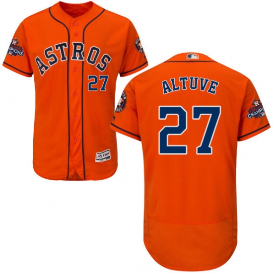 Men's Majestic Houston Astros #27 Jose Altuve Authentic Orange Alternate 2017 World Series Champions Flex Base MLB Jersey - Ujersey