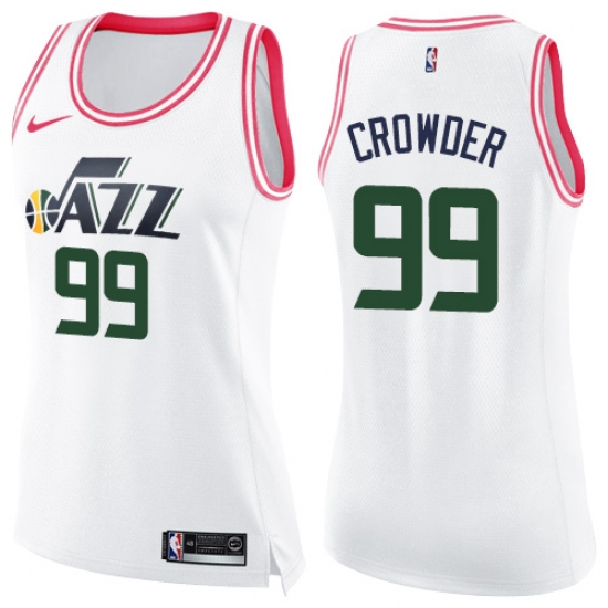 Women's Nike Utah Jazz #99 Jae Crowder Swingman White/Pink Fashion NBA Jersey - Ujersey
