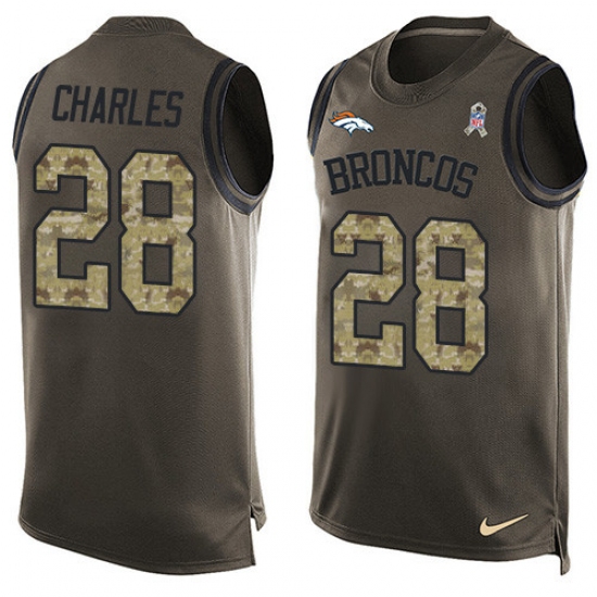 Men's Nike Denver Broncos #28 Jamaal Charles Limited Green Salute to Service Tank Top NFL Jersey - Ujersey