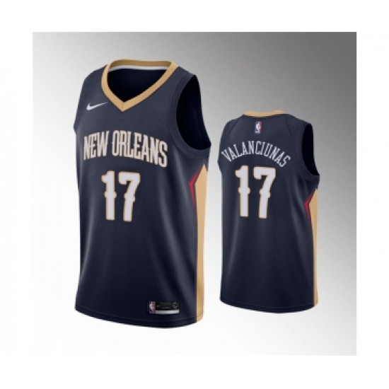 Men's New Orleans Pelicans #17 Jonas Valanciunas Navy Icon Edition Stitched Jersey - Ujersey