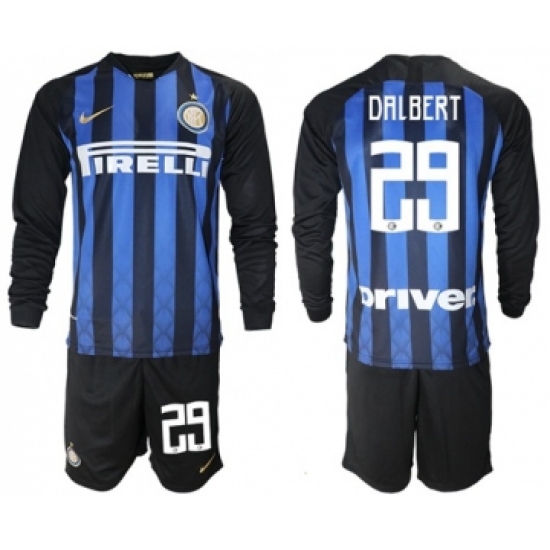 Inter Milan #29 Dalbert Home Long Sleeves Soccer Club Jersey