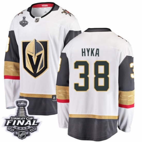 Youth Vegas Golden Knights #38 Tomas Hyka Authentic White Away Fanatics Branded Breakaway 2018 Stanley Cup Final NHL Jersey - Ujersey