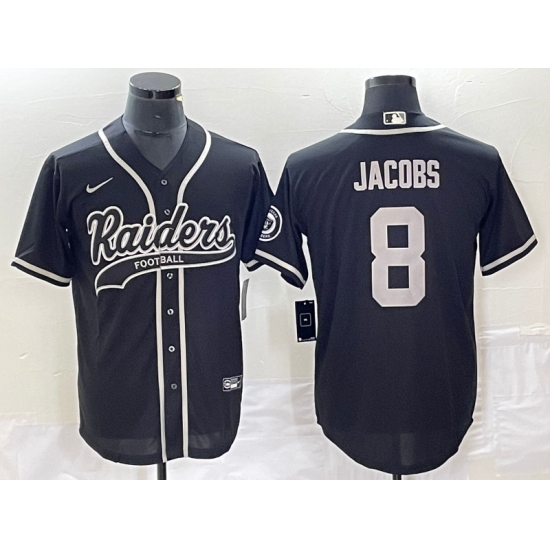 Men's Nike Las Vegas Raiders #8 Josh Jacobs Black Cool Base Stitched Baseball Jersey - Ujersey