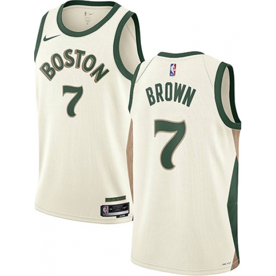 Men's Boston Celtics #7 Jaylen Brown White Stitched Baseball Jersey - Ujersey