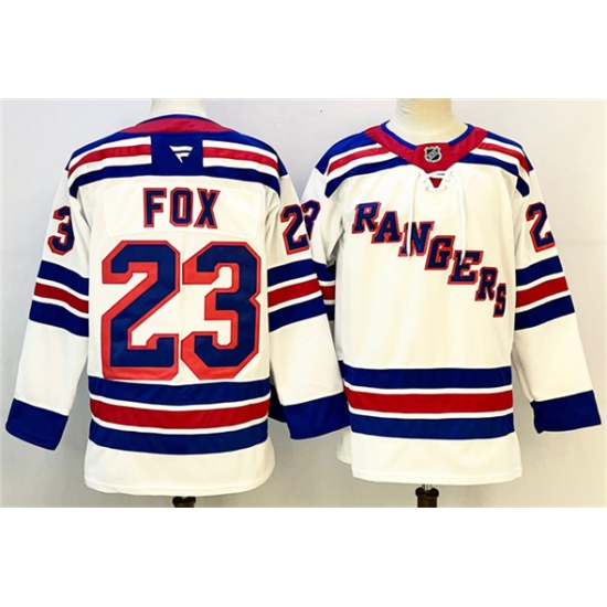 Men's New York Rangers #23 Adam Fox White 2024-25 Away Stitched Hockey Jersey - Ujersey
