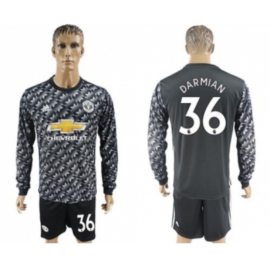 Manchester United #36 Darmian Black Long Sleeves Soccer Club Jersey