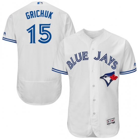 Men's Majestic Toronto Blue Jays #15 Randal Grichuk White Home Flex Base Authentic Collection MLB Jersey - Ujersey