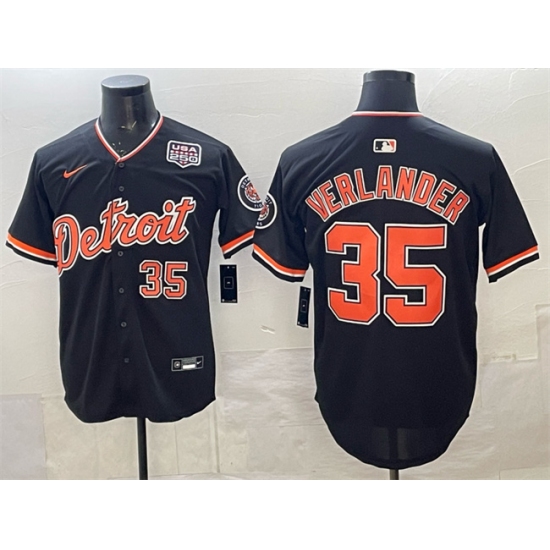 Men's Detroit Tigers #35 Justin Verlander Navy 2026 Alternate USA 250 Vapor Premier Limited Stitched Baseball Jersey - Ujersey