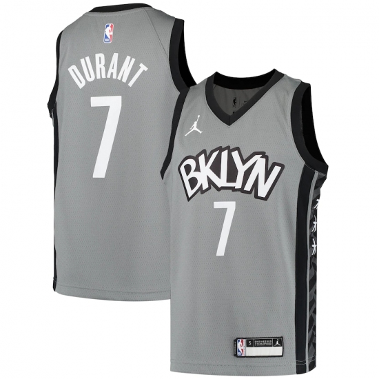 Youth Brooklyn Nets #7 Kevin Durant Jordan Brand Gray 2020-21 Swingman Player Jersey