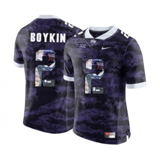 TCU Horned Frogs 2 Trevone Boykin Purple With Portrait Print College Football Limited Jersey - Ujersey