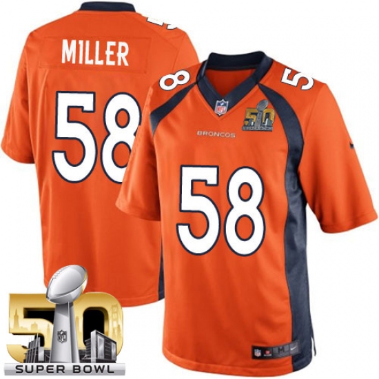 Youth Nike Denver Broncos #58 Von Miller Elite Orange Team Color Super Bowl 50 Bound NFL Jersey - Ujersey