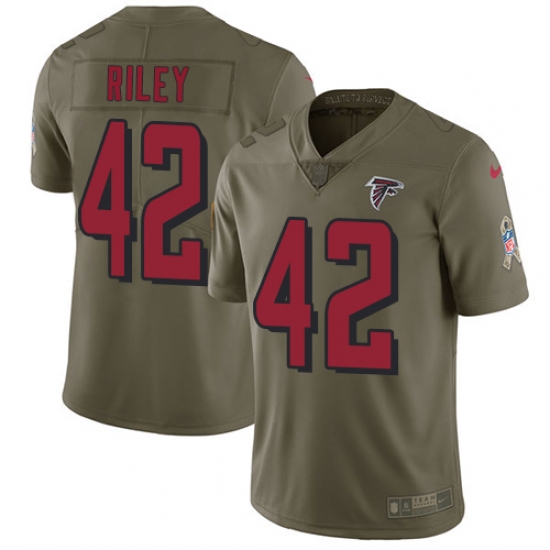 Youth Nike Atlanta Falcons #42 Duke Riley Limited Olive 2017 Salute to Service NFL Jersey - Ujersey