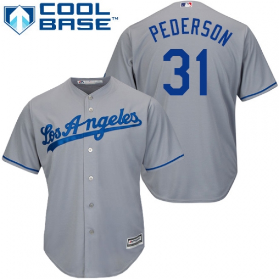 Women's Majestic Los Angeles Dodgers #31 Joc Pederson Authentic Grey Road Cool Base MLB Jersey - Ujersey