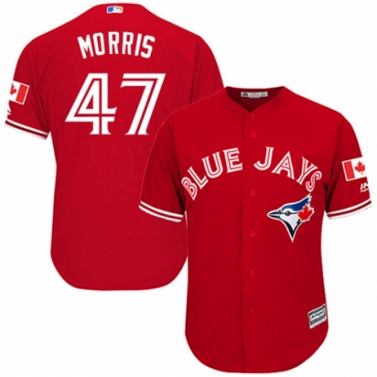 Men's Majestic Toronto Blue Jays #47 Jack Morris Replica Scarlet Alternate Cool Base MLB Jersey - Ujersey