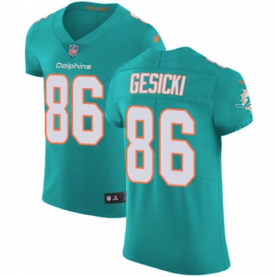 Men's Nike Miami Dolphins #86 Mike Gesicki Aqua Green Team Color Vapor Untouchable Elite Player NFL Jersey - Ujersey
