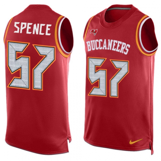 Men's Nike Tampa Bay Buccaneers #57 Noah Spence Limited Red Player Name & Number Tank Top NFL Jersey - Ujersey