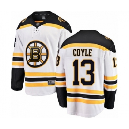Youth Boston Bruins #13 Charlie Coyle Authentic White Away Fanatics Branded Breakaway Hockey Jersey - Ujersey