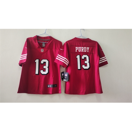 Women's San Francisco 49ers #13 Brock Purdy Red Alternate Vapor Football Stitched Jersey(Run Small) - Ujersey
