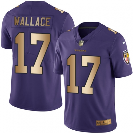 Men's Nike Baltimore Ravens #17 Mike Wallace Limited Purple/Gold Rush Vapor Untouchable NFL Jersey - Ujersey
