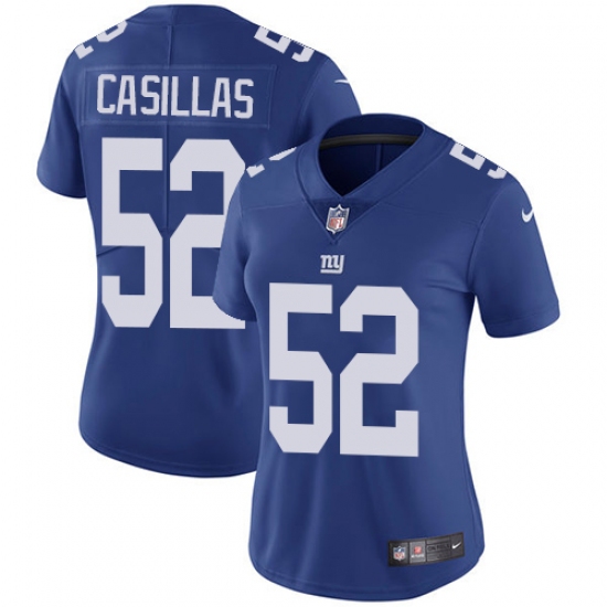 Women's Nike New York Giants #52 Jonathan Casillas Royal Blue Team Color Vapor Untouchable Limited Player NFL Jersey - Ujersey