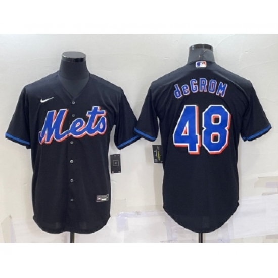 Men's New York Mets #48 Jacob deGrom Black Stitched MLB Cool Base Nike Jersey - Ujersey