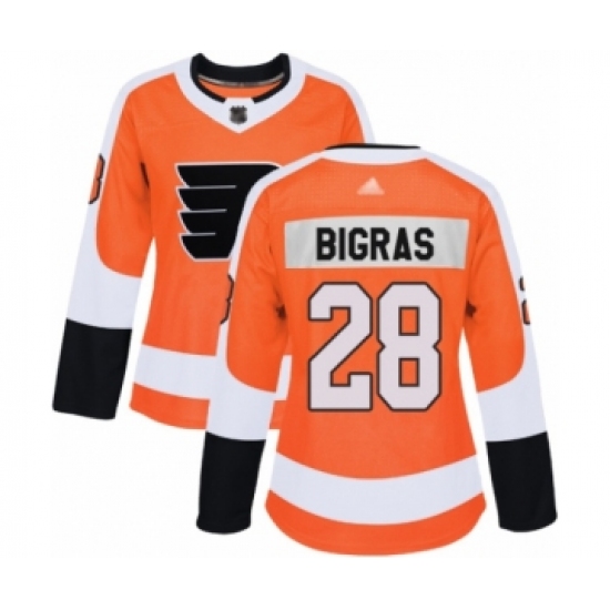 Women's Philadelphia Flyers #28 Chris Bigras Authentic Orange Home Hockey Jersey - Ujersey