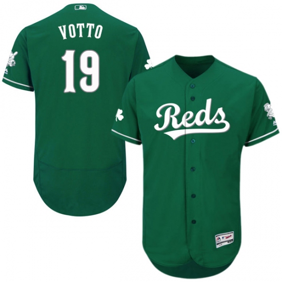 Men's Majestic Cincinnati Reds #19 Joey Votto Green Celtic Flexbase Authentic Collection MLB Jersey - Ujersey