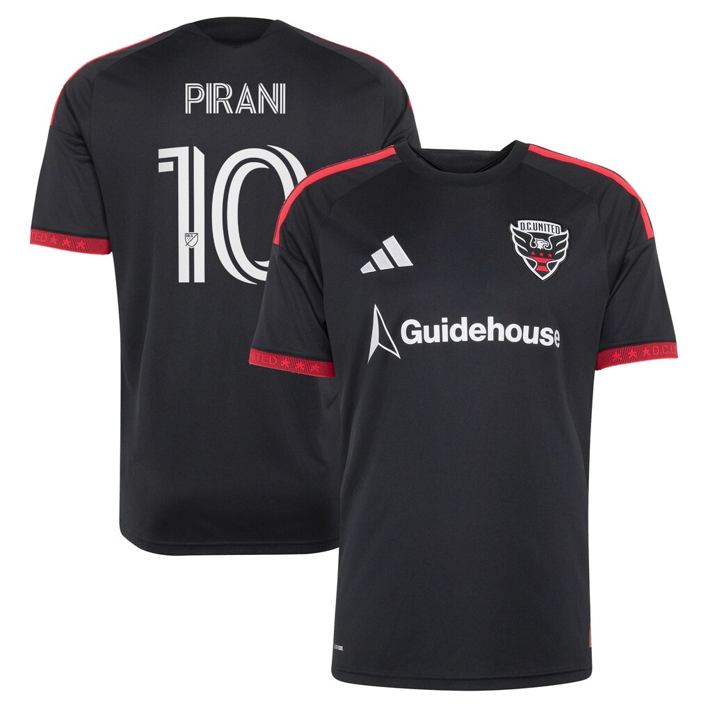 Men's D.C. United Gabriel Pirani adidas Black 2026 Black-and-Red Kit Replica Jersey - Ujersey