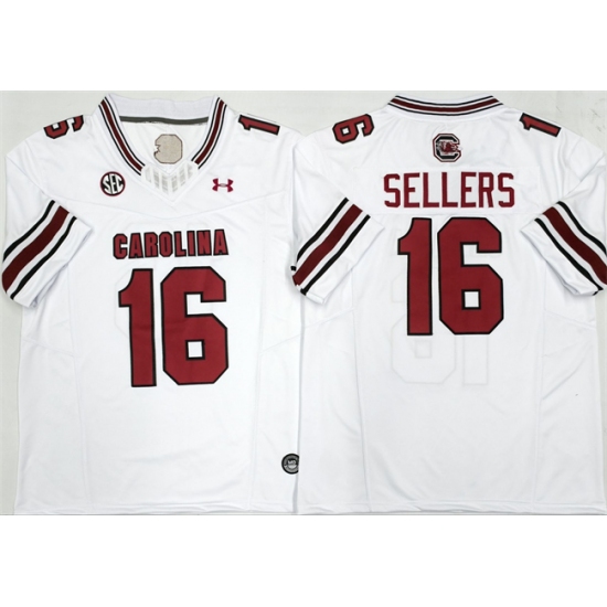 Men's South Carolina Fighting Gamecocks #16 LaNorris Sellers White F.U.S.E. Stitched Jersey