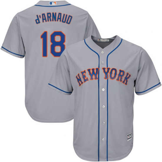 Men's Majestic New York Mets #18 Travis d'Arnaud Replica Grey Road Cool Base MLB Jersey