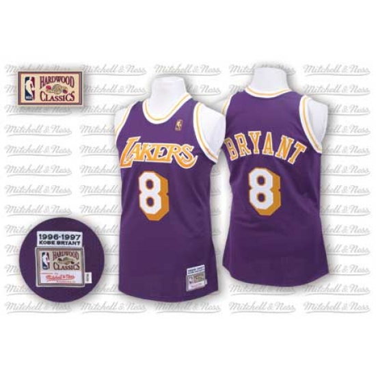 Men's Mitchell and Ness Los Angeles Lakers #8 Kobe Bryant Swingman Purple Throwback NBA Jersey - Ujersey