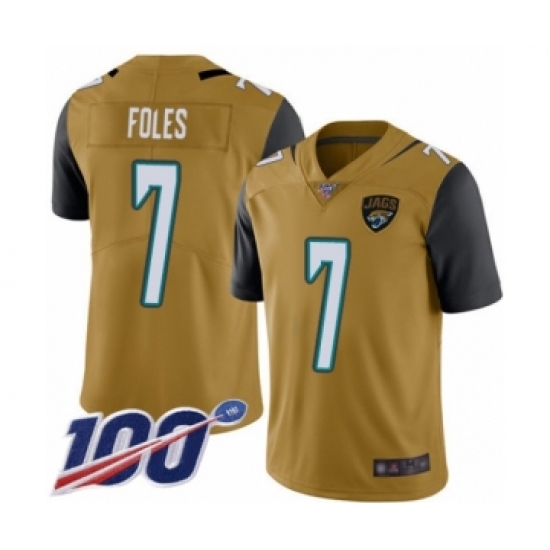 Men's Jacksonville Jaguars #7 Nick Foles Limited Gold Rush Vapor Untouchable 100th Season Football Jersey - Ujersey